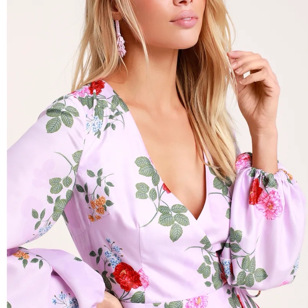 $170 NWT Keepsake Pretty One Wrap Dress Lilac Floral XS - Picture 3 of 14
